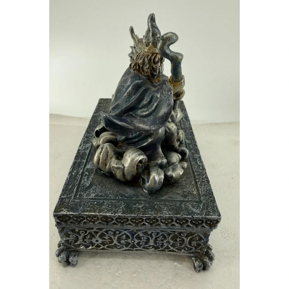 Vintage Vandor the Wizard Keepsake Box Pewter Color 4 1/2 X 6 X 4 Inches